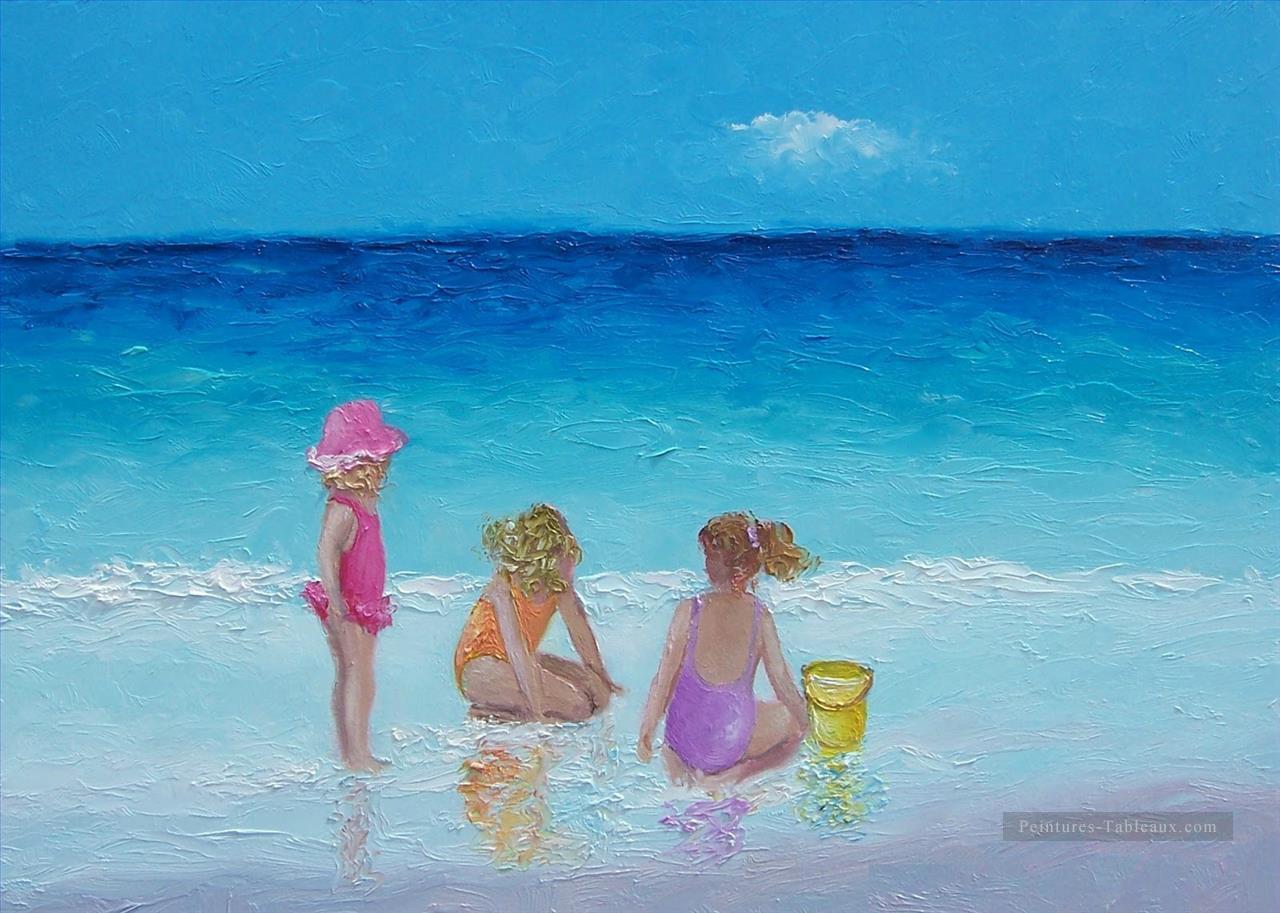 filles jouant sur la plage Peintures à l'huile